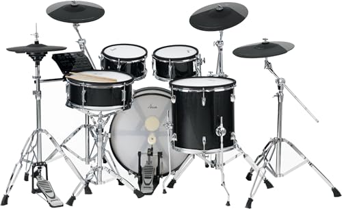 XDrum DD-670 Mesh E-Drum Kit - elektronisches Schlagzeug mit echter HiHat und Holzkesseln - 14" Snare-Pad und 20" Kick-Pad - 720 Sounds, 20 Preset- und 20 User-Kits - inkl. Hardware - Black Sparkle von XDrum