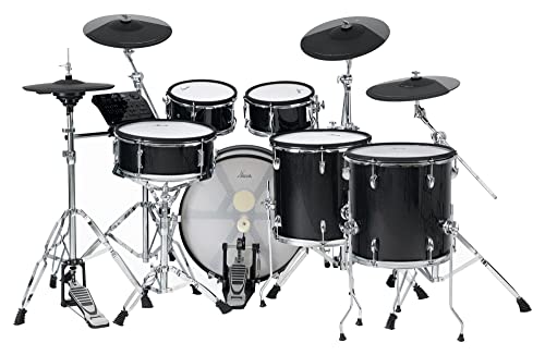 XDrum DD-670 PLUS Mesh E-Drum Kit - elektronisches Schlagzeug mit echter HiHat und Holzkesseln - 14" Snare-Pad und 20" Kick-Pad - 720 Sounds, 20 User-Kits - inkl. Hardware - Black Sparkle von XDrum