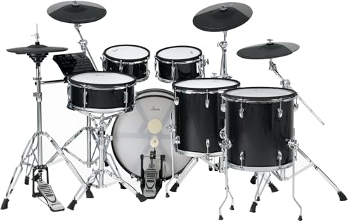 XDrum DD-670 PLUS Mesh E-Drum Kit - elektronisches Schlagzeug mit echter HiHat und Holzkesseln - 14" Snare-Pad und 20" Kick-Pad - 720 Sounds, 20 User-Kits - inkl. Hardware - Black Sparkle von XDrum