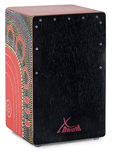 XDrum Design Series Cajon “Flower” - Handbemalte Designer-Cajon mit Dot Art-Blumen - Integrierter Bass Port - Korpus aus HPL (High Pressure Laminate) - Fest installierter Snare-Teppich von XDrum