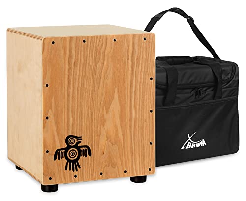 XDrum Junior Cajon Peruana Ash (3 mm Schlagplatte, 9 mm Birkenkorpus, 37 cm hoch, inkl. Tasche mit Umhängegurt) von XDrum