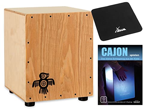 XDrum Junior Cajon Peruana Ash Set - 7 cm hoch, daher perfekt für Kinder geeignet - inkl. Tasche mit Umhängegurt - mit Sitzkissen und Schule von XDrum