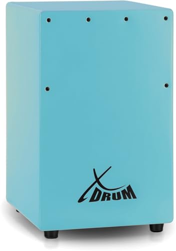 XDrum KC-37B Kinder-Cajon - Kleine Cajon speziell für Kinder - Nur 36 cm hoch - Snare-Effekt durch stimmbare Gitarrensaiten - blau von XDrum