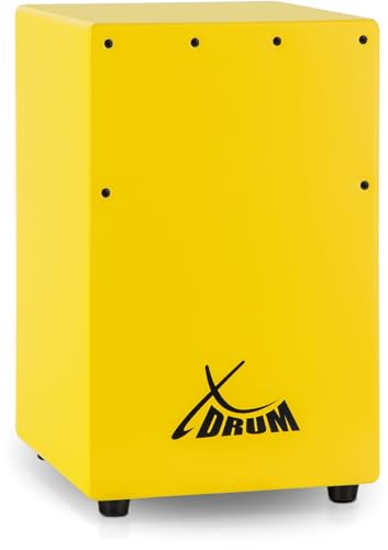 XDrum KC-37G Kinder-Cajon - Kleine Cajon speziell für Kinder - Nur 36 cm hoch - Snare-Effekt durch stimmbare Gitarrensaiten - gelb von XDrum