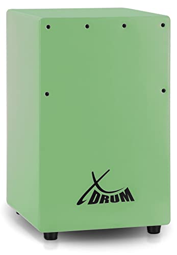 XDrum KC-37GN Kinder-Cajon - Kleine Cajon speziell für Kinder - Nur 36 cm hoch - Snare-Effekt durch stimmbare Gitarrensaiten - Grün von XDrum