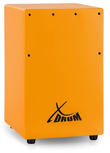 XDrum KC-37OG Kinder-Cajon - Kleine Cajon speziell für Kinder - Nur 36 cm hoch - Snare-Effekt durch stimmbare Gitarrensaiten - Orange von XDrum
