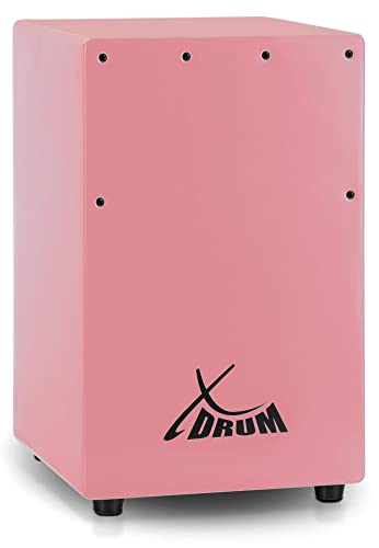 XDrum KC-37PK Kinder-Cajon - Kleine Cajon speziell für Kinder - Nur 36 cm hoch - Snare-Effekt durch stimmbare Gitarrensaiten - Pink von XDrum