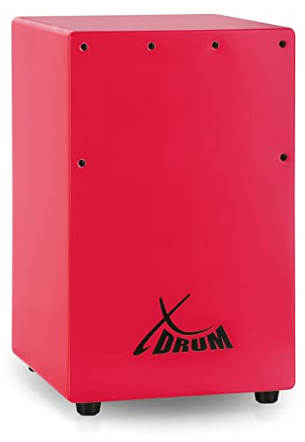 XDrum KC-37RD Kinder-Cajon - Kleine Cajon speziell für Kinder - Nur 36 cm hoch - Snare-Effekt durch stimmbare Gitarrensaiten - Rot von XDrum