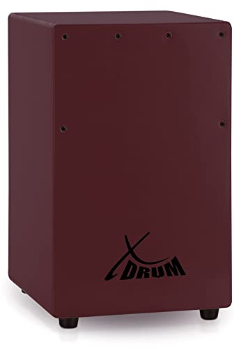 XDrum KC-37WR Kinder-Cajon - Kleine Cajon speziell für Kinder - Nur 36 cm hoch - Snare-Effekt durch stimmbare Gitarrensaiten - Weinrot von XDrum