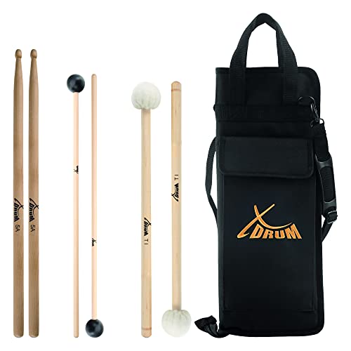 XDrum Orchestra Starter Set - Grundausstattung für das Orchester-Schlagwerk - 1 Paar Schlagzeug-Sticks - 1 Paar Xylophonschlägel - 1 Paar Paukenschlägel - Robuste Tasche von XDrum