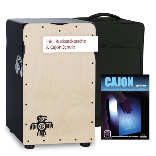 XDrum PERC CP-501 Pro Cajon Peruana Ash Set (Set inkl. Cajon mit 2 Schlagflächen & 2 verschiedenen Snareeffekten, passender Rucksack-Tasche für sicheren Transport & Aufbewahrung und Cajonschule) von XDrum