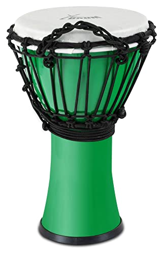 XDrum Primero Junior 31cm Djembe aus PVC - Korpus aus Kunststoff mit traditionellem Stimmsystem - Kompakt und leicht, somit ideal für Kinder und Einsteiger - grün von XDrum