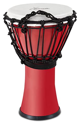 XDrum Primero Junior 31cm Djembe aus PVC - Korpus aus Kunststoff mit traditionellem Stimmsystem - Kompakt und leicht, somit ideal für Kinder und Einsteiger - rot von XDrum