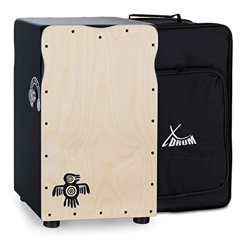 XDrum Pro Cajon Peruana Ash (2 Schlagplatten aus Birke und Esche, Snare On/Off-Funktion auf Birkenseite, 50 cm hoch, inkl. Rucksack-Tasche) von XDrum