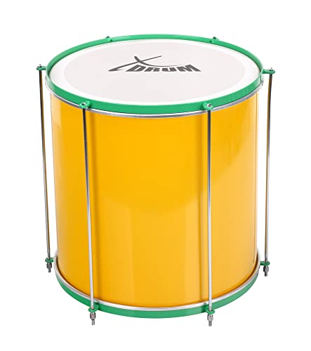 XDrum SSD-1616 Surdo Samba Trommel - brasilianische Basstrommel - Kessel aus Aluminium - 6 Stimmschrauben - Größe: 16" x 16" - gelb-grün von XDrum