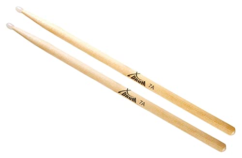 XDrum Schlagzeug Sticks 7A Nylon Tip (tropfenförmiger Nylonkopf, Länge: ca. 392 mm, 1 Paar) von XDrum