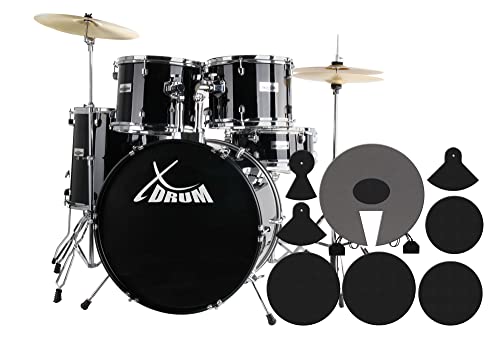 XDrum Semi 22" Standard Schlagzeug Midnight Black - 22" BD, 12" TT, 13" TT, 16" FT, 14" SD - Set inkl. Dämpfer - Schwarz von XDrum