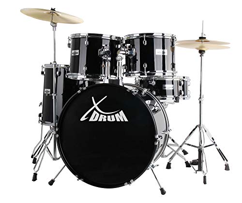 XDrum Semi 22" Standard Schlagzeug Midnight Black - 22" BD, 12" TT, 13" TT, 16" FT, 14" SD - inkl. Schule - Schwarz von XDrum