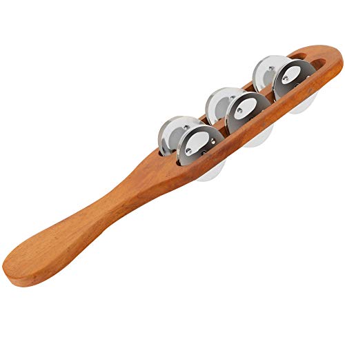 XDrum TS-1 Tambourine Stick 3x Set - Schellenstab aus Holz - 6 Paar Stahl-Jingles - Glockenstab mit ergonomischem Handgriff von daher ideal für Kinder - Länge: 29,5 cm - Natur von XDrum