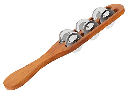 XDrum TS-1 Tambourine Stick - Schellenstab aus Holz - 6 Paar Stahl-Jingles - Glockenstab mit ergonomischem Handgriff von daher ideal für Kinder - Länge: 29,5 cm - Natur von XDrum