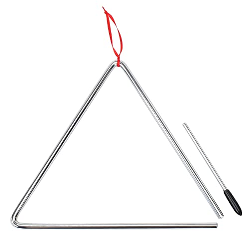 XDrum Triangel mit Schlägel - Triangle für Kinder und Musikalische Früherziehung - Schlaginstrument mit 25cm (10") Größe und Klöppel - Stahl Rhythmusinstument für Kindergarten von XDrum