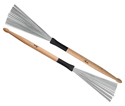 XDrum WTD-1S Wire Tap Drumstick Brushes kurz (Drumstick-Jazzbesen kombination, Besen und Sticks in einem, vielseitig einsetzbar, Gesamtlänge: 37cm, Besenspannweite: 6,5cm) von XDrum