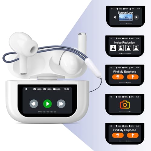 Kopfhörer Kabellos Bluetooth 5.4 In Ear Kopfhörer mit Touchscreen Display & ANC - Earbuds mit Bildschirm, Noise Cancelling, Kompatibel iOS/Android, Headphones HiFi-Sound von XEEUEX