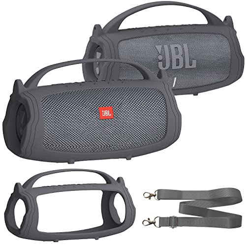 Silikonhülle kompatibel mit JBL Charge 4/Charge 5 tragbaren Bluetooth-Lautsprechern, weiche Hülle für JBL Charge 4/5 Bluetooth-Lautsprecher-Zubehör (nur Hülle) (grau) von XEGIMOR