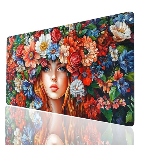 Blume Mauspad XXL 900x400x3 mm, Groß Mousepad Gaming Frau Vernähte Kanten, Schreibtischunterlage Wetterfest Anti Rutsch, Mouse pad für Gaming Pc Laptop Home Office, Geschenke für Männer Model-00625 Blume Mauspad XXL 900x400x3 mm, Groß Mousepad Gaming Frau Vernähte Kanten, Schreibtischunterlage Wetterfest Anti Rutsch, Mouse pad für Gaming Pc Laptop Home Office, Geschenke für Männer Model-00625 von XELIETOO