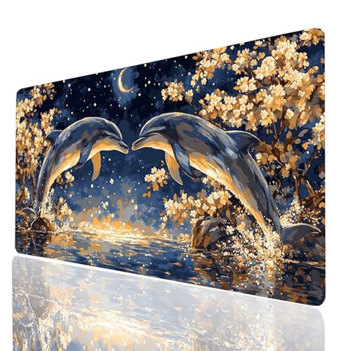 Delphin Mauspad XXL 1600x800x3mm, Groß Mousepad Gaming Landschaft Vernähte Kanten, Schreibtischunterlage Wetterfest Anti Rutsch, Mouse pad für Gaming Pc Laptop Office, Geschenke für Männer Model-00810 Delphin Mauspad XXL 1600x800x3mm, Groß Mousepad Gaming Landschaft Vernähte Kanten, Schreibtischunterlage Wetterfest Anti Rutsch, Mouse pad für Gaming Pc Laptop Office, Geschenke für Männer Model-00810 von XELIETOO