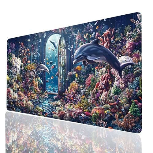 Delphin Mauspad XXL 700x300x3mm, Groß Mousepad Gaming Landschaft Vernähte Kanten, Schreibtischunterlage Wetterfest Anti Rutsch, Mouse pad für Gaming Pc Laptop Office, Geschenke für Männer Model-00742 Delphin Mauspad XXL 700x300x3mm, Groß Mousepad Gaming Landschaft Vernähte Kanten, Schreibtischunterlage Wetterfest Anti Rutsch, Mouse pad für Gaming Pc Laptop Office, Geschenke für Männer Model-00742 von XELIETOO