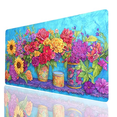 Gaming Mauspad XXL Blume, Vase Mousepad 1400x600x3 mm, Wasserdicht Anti-Rutsch Schreibtischunterlage, Mouse Pad Verbessert Präzision und Geschwindigkeit, Gaming Zubehör für Schreibtisch Model-00879 Gaming Mauspad XXL Blume, Vase Mousepad 1400x600x3 mm, Wasserdicht Anti-Rutsch Schreibtischunterlage, Mouse Pad Verbessert Präzision und Geschwindigkeit, Gaming Zubehör für Schreibtisch Model-00879 von XELIETOO
