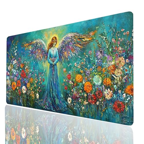 Gaming Mauspad XXL Engel, Blume Mousepad 1600x800x3mm, Wasserdicht Anti-Rutsch Schreibtischunterlage, Mouse Pad Verbessert Präzision und Geschwindigkeit, Gaming Zubehör für Schreibtisch Model-00100 Gaming Mauspad XXL Engel, Blume Mousepad 1600x800x3mm, Wasserdicht Anti-Rutsch Schreibtischunterlage, Mouse Pad Verbessert Präzision und Geschwindigkeit, Gaming Zubehör für Schreibtisch Model-00100 von XELIETOO