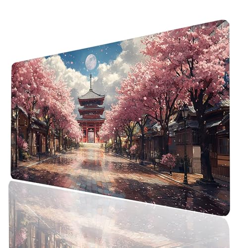 Gaming Mauspad XXL Kirschblüten, Japanische Architektur Mousepad 100x40x0.3CM, Wasserdicht Anti-Rutsch Schreibtischunterlage, Mouse Pad Verbessert Präzision und Geschwindigkeit für Laptop Model-00686 Gaming Mauspad XXL Kirschblüten, Japanische Architektur Mousepad 100x40x0.3CM, Wasserdicht Anti-Rutsch Schreibtischunterlage, Mouse Pad Verbessert Präzision und Geschwindigkeit für Laptop Model-00686 von XELIETOO