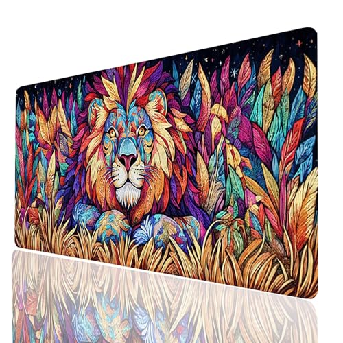 Gaming Mauspad XXL Löwe, Tier Mousepad 1600x800x3 mm, Wasserdicht Anti-Rutsch Schreibtischunterlage, Mouse Pad Verbessert Präzision und Geschwindigkeit, Gaming Zubehör für Schreibtisch Model-00230 von XELIETOO