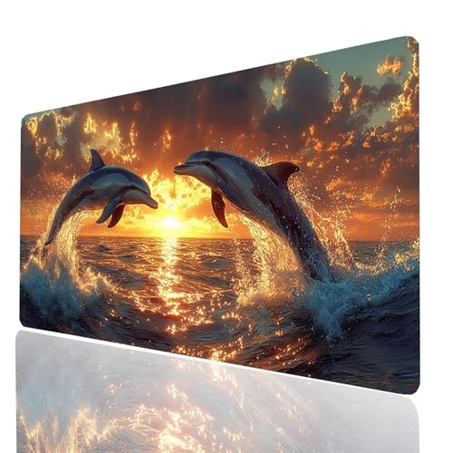 Gaming Mauspad XXL Sonnenuntergang, Delphin Mousepad 1000x400x3mm, Wasserdicht Anti-Rutsch Schreibtischunterlage, Mouse Pad Verbessert Präzision und Geschwindigkeit, Gaming Zubehör für PC Model-00896 Gaming Mauspad XXL Sonnenuntergang, Delphin Mousepad 1000x400x3mm, Wasserdicht Anti-Rutsch Schreibtischunterlage, Mouse Pad Verbessert Präzision und Geschwindigkeit, Gaming Zubehör für PC Model-00896 von XELIETOO