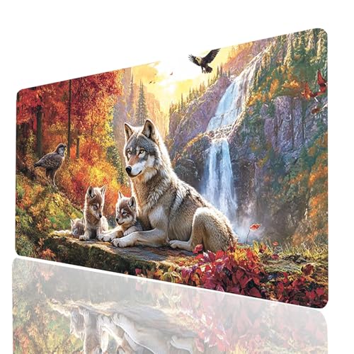 Gaming Mauspad XXL Wolf, Adler Mousepad 80x40x0.3CM, Wasserdicht Anti-Rutsch Schreibtischunterlage, Mouse Pad Verbessert Präzision und Geschwindigkeit, Gaming Zubehör für Schreibtisch Model-00384 Gaming Mauspad XXL Wolf, Adler Mousepad 80x40x0.3CM, Wasserdicht Anti-Rutsch Schreibtischunterlage, Mouse Pad Verbessert Präzision und Geschwindigkeit, Gaming Zubehör für Schreibtisch Model-00384 von XELIETOO