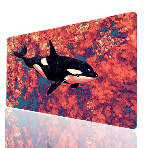 Gaming Mauspad xxl Fisch, Killerwal Mousepad 800x400x3 mm, Wasserdicht Anti-Rutsch Schreibtischunterlage, Mouse Pad Verbessert Präzision und Geschwindigkeit, Gaming Zubehör für Schreibtisch Model00124 von XELIETOO