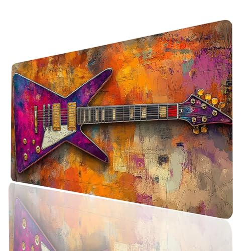 Gitarre Mauspad XXL 1600x800x3mm, Groß Mousepad Gaming Musikinstrumente Vernähte Kanten, Schreibtischunterlage Wetterfest Anti Rutsch, Mouse pad für Gaming Pc Laptop, Geschenke für Männer Model-00210 Gitarre Mauspad XXL 1600x800x3mm, Groß Mousepad Gaming Musikinstrumente Vernähte Kanten, Schreibtischunterlage Wetterfest Anti Rutsch, Mouse pad für Gaming Pc Laptop, Geschenke für Männer Model-00210 von XELIETOO