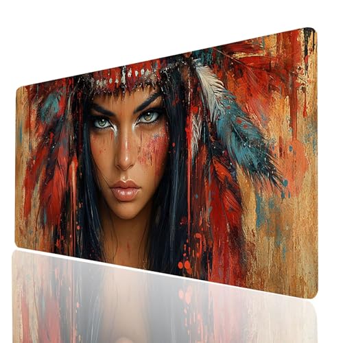 Indische Frau Mauspad XXL 800x300x3mm, Groß Mousepad Gaming Frau Vernähte Kanten, Schreibtischunterlage Wetterfest Anti Rutsch, Mouse pad für Gaming Pc Laptop Office, Geschenke für Männer Model-00853 Indische Frau Mauspad XXL 800x300x3mm, Groß Mousepad Gaming Frau Vernähte Kanten, Schreibtischunterlage Wetterfest Anti Rutsch, Mouse pad für Gaming Pc Laptop Office, Geschenke für Männer Model-00853 von XELIETOO