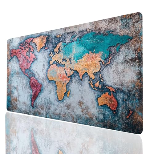 Karte Mauspad XXL 1000x400x3mm, Groß Mousepad Gaming Weltkarte Vernähte Kanten, Schreibtischunterlage Wetterfest Anti Rutsch, Mouse pad für Gaming Pc Laptop Office, Geschenke für Männer Model-00456 Karte Mauspad XXL 1000x400x3mm, Groß Mousepad Gaming Weltkarte Vernähte Kanten, Schreibtischunterlage Wetterfest Anti Rutsch, Mouse pad für Gaming Pc Laptop Office, Geschenke für Männer Model-00456 von XELIETOO
