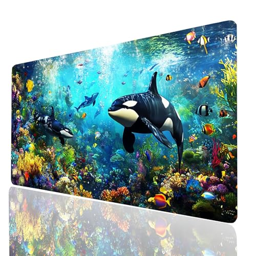 Killerwal Mauspad XXL 1000 x 400 x 3mm, Groß Mousepad Gaming Fisch Vernähte Kanten, Schreibtischunterlage Wetterfest Anti Rutsch, Mouse pad für Gaming Pc Laptop Office, Geschenke für Männer Model00716 Killerwal Mauspad XXL 1000 x 400 x 3mm, Groß Mousepad Gaming Fisch Vernähte Kanten, Schreibtischunterlage Wetterfest Anti Rutsch, Mouse pad für Gaming Pc Laptop Office, Geschenke für Männer Model00716 von XELIETOO