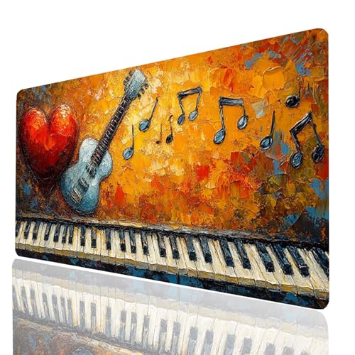 Klavier Mauspad XXL 800x400x3mm, Groß Mousepad Gaming Musikinstrumente Vernähte Kanten, Schreibtischunterlage Wetterfest Anti Rutsch, Mouse pad für Gaming Pc Laptop, Geschenke für Männer Model-00604 Klavier Mauspad XXL 800x400x3mm, Groß Mousepad Gaming Musikinstrumente Vernähte Kanten, Schreibtischunterlage Wetterfest Anti Rutsch, Mouse pad für Gaming Pc Laptop, Geschenke für Männer Model-00604 von XELIETOO