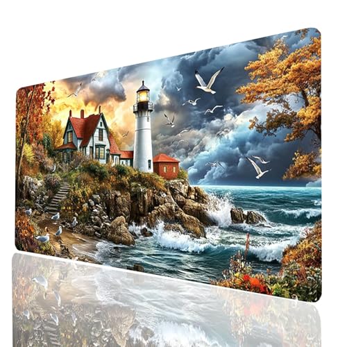 Leuchtturm Mauspad XXL 90x40x0.3CM, Groß Mousepad Gaming Landschaft Vernähte Kanten, Schreibtischunterlage Wetterfest Anti Rutsch, Mouse pad für Gaming Pc Laptop, Geschenke für Männer Model-01835 Leuchtturm Mauspad XXL 90x40x0.3CM, Groß Mousepad Gaming Landschaft Vernähte Kanten, Schreibtischunterlage Wetterfest Anti Rutsch, Mouse pad für Gaming Pc Laptop, Geschenke für Männer Model-01835 von XELIETOO