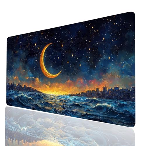 Mond Mauspad XXL 140x60x0.3CM, Groß Mousepad Gaming Stadt Vernähte Kanten, Schreibtischunterlage Wetterfest Anti Rutsch, Mouse pad für Gaming Pc Laptop Home Office, Geschenke für Männer Model-00739 Mond Mauspad XXL 140x60x0.3CM, Groß Mousepad Gaming Stadt Vernähte Kanten, Schreibtischunterlage Wetterfest Anti Rutsch, Mouse pad für Gaming Pc Laptop Home Office, Geschenke für Männer Model-00739 von XELIETOO