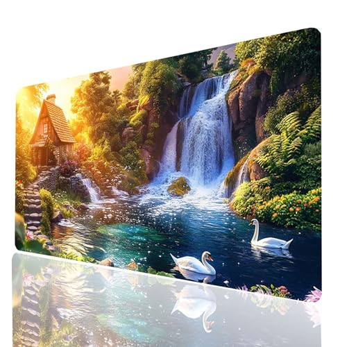 Wasserfall Mauspad XXL 900x400x3mm, Groß Mousepad Gaming Schwan Vernähte Kanten, Schreibtischunterlage Wetterfest Anti Rutsch, Mouse pad für Gaming Pc Laptop Office, Geschenke für Männer Model-00245 Wasserfall Mauspad XXL 900x400x3mm, Groß Mousepad Gaming Schwan Vernähte Kanten, Schreibtischunterlage Wetterfest Anti Rutsch, Mouse pad für Gaming Pc Laptop Office, Geschenke für Männer Model-00245 von XELIETOO