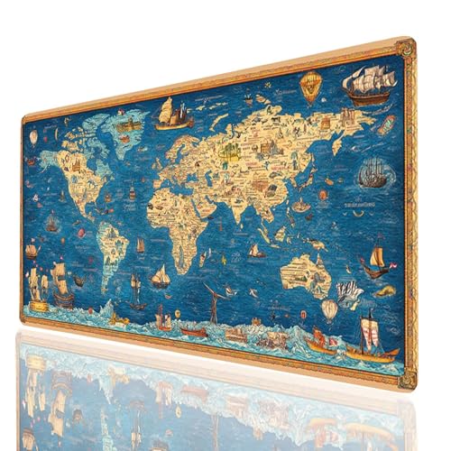 Weltkarte Mauspad XXL 1200x600x3 mm, Groß Mousepad Gaming Seekarten Vernähte Kanten, Schreibtischunterlage Wetterfest Anti Rutsch, Mouse pad für Gaming Pc Laptop, Geschenke für Männer Model-00778 Weltkarte Mauspad XXL 1200x600x3 mm, Groß Mousepad Gaming Seekarten Vernähte Kanten, Schreibtischunterlage Wetterfest Anti Rutsch, Mouse pad für Gaming Pc Laptop, Geschenke für Männer Model-00778 von XELIETOO