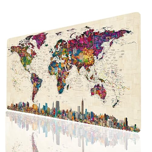 Weltkarte Mauspad XXL 1400x600x3mm, Groß Mousepad Gaming Stadt Vernähte Kanten, Schreibtischunterlage Wetterfest Anti Rutsch, Mouse pad für Gaming Pc Laptop Office, Geschenke für Männer Model-02199 Weltkarte Mauspad XXL 1400x600x3mm, Groß Mousepad Gaming Stadt Vernähte Kanten, Schreibtischunterlage Wetterfest Anti Rutsch, Mouse pad für Gaming Pc Laptop Office, Geschenke für Männer Model-02199 von XELIETOO