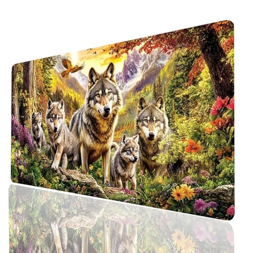 Wolf Mauspad XXL 800x400x3mm, Groß Mousepad Gaming Landschaft Vernähte Kanten, Schreibtischunterlage Wetterfest Anti Rutsch, Mouse pad für Gaming Pc Laptop Home Office, Geschenke für Männer Model00754 Wolf Mauspad XXL 800x400x3mm, Groß Mousepad Gaming Landschaft Vernähte Kanten, Schreibtischunterlage Wetterfest Anti Rutsch, Mouse pad für Gaming Pc Laptop Home Office, Geschenke für Männer Model00754 von XELIETOO