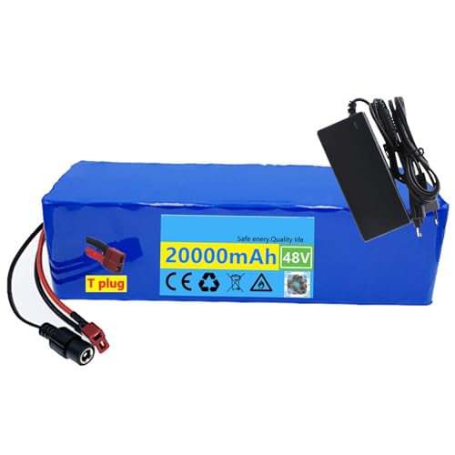 48V 20Ah 13S3P Lithium-Ionen-Akku E-Bike Lithium-Ionen-Akkupack mit Ladegerät Eingebauter BMS-Schutz Ideal für Elektrofahrrad XT60/T Plug T Plug,48V 20Ah von XELLOM